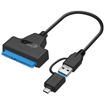 2 В 1 Кабель SATA-USB 3.0 SATA-Type C Внешний Жесткий Диск 22Pin Конвертер Адаптер Для 2,5-Дюймового Жесткого Диска/SSD