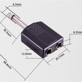 2 Шт Разветвитель микрофона для наушников 635 мм Аудио Двойной моно адаптер Конвертер диспенсер