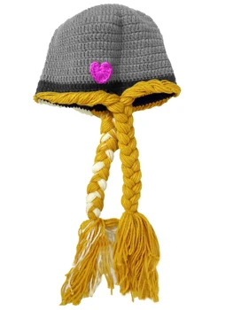 BomHCS Шапочка-сердечко, парик, шляпа с оплеткой, разноцветная женская шапочка для девочек, вязаная вручную