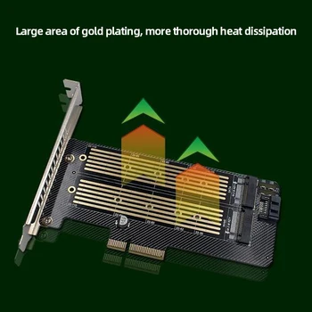 M.2 NVMe NGFF Riser Card Карта SATA Dual SSD Accelerator Поддерживает MKey BKey SSD-адаптер PCI-E NVME 32 Гбит/с NGFF 6 Гбит/с