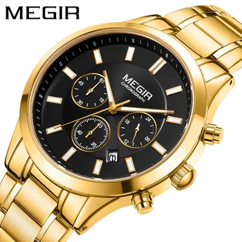 MEGIR, новые мужские часы, лидирующий бренд, роскошные стальные водонепроницаемые спортивные кварцевые часы, мужские модные часы с датой, хронограф Relogio Masculino