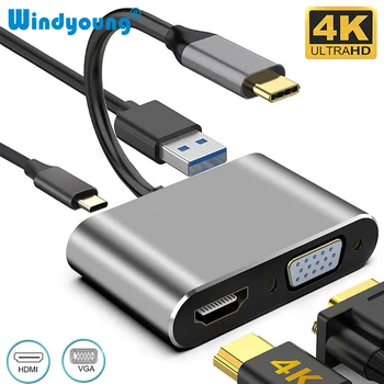 USB C HDMI Type C к HDMI 4K Адаптер VGA USB 3,0 Аудио Видео Конвертер PD 87 Вт Быстрое Зарядное Устройство для Macbook Pro Samsung S9 S10 Huawei
