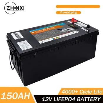 ZHENXI 12V 150Ah LiFePO4 Цикл работы от аккумулятора 6000 + RV Аккумуляторная батарея для хранения энергии, встроенная в BMS для электрического освещения.
