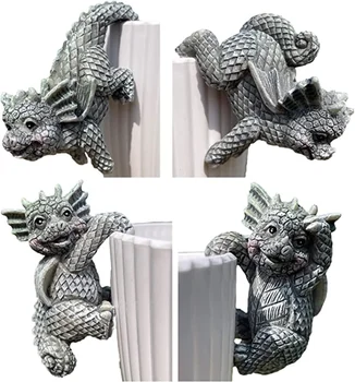 Держатель для кашпо из 4 предметов, Миниатюрное Декоративное кашпо с драконом и Ваза для объятий, Креативный декор для скалолазания Статуи дракона 3D-ремесла