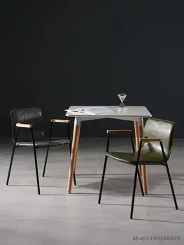 Железный стул в скандинавском стиле Лофт, Спинка в индустриальном стиле, Кожаное обеденное кресло, Современный минималистичный Креативный офис Для переговоров