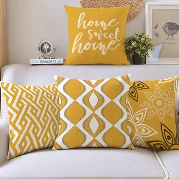 Желтый геометрический лепесток льняной наволочки чехол для диванной подушки украшение дома можно настроить специально для вас 40x40 45x45 50x50 60x60