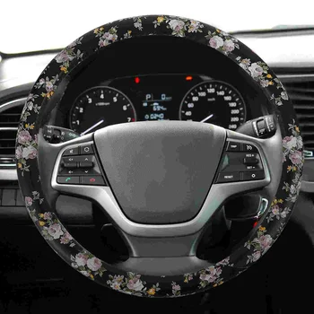 Защитный чехол для рулевого колеса с цветочным рисунком Автомобильный протектор Flowers Decor с принтом All Seasons Auto