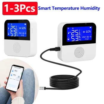 Интеллектуальный датчик температуры и влажности с 5 дисплеями Интеллектуальный измеритель температуры и влажности с цифровым управлением через приложение Wi-Fi 2,4-дюймовый ЖК-дисплей