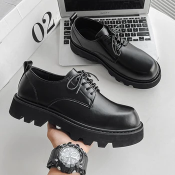 Итальянская Мужская повседневная обувь люксового бренда, Модные Кожаные свадебные туфли на платформе, мужские деловые модельные туфли, Дизайнерские офисные рабочие ботинки