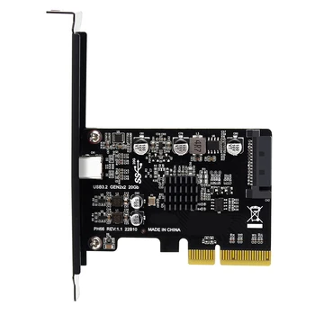 Карта PCI-e-USB 3.2 Gen2 20 Гбит /с USB PCIE-карта Type C PCI-Express-USB 3.2 Gen 2 для Windows / Linux