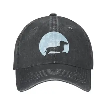 Классическая хлопковая бейсболка Moon Dachshund Lover для мужчин и женщин, регулируемая шляпа для папы-сосиски для собак на открытом воздухе