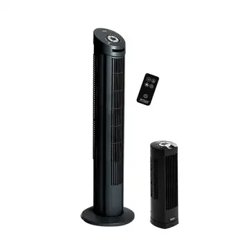 Комбинированный вентилятор Seville Classics Ultra Slimline Tower Fan - 40-дюймовый Башенный вентилятор и 17-дюймовый Персональный Башенный вентилятор, черный