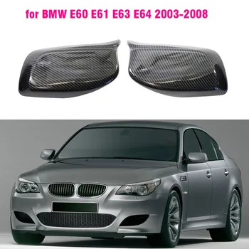 Крышка Зеркала заднего вида из Углеродного волокна/Черный для BMW 5 Серии E60 E61 E63 E64 2004-2008 520i 525i 528i 528xi 530i