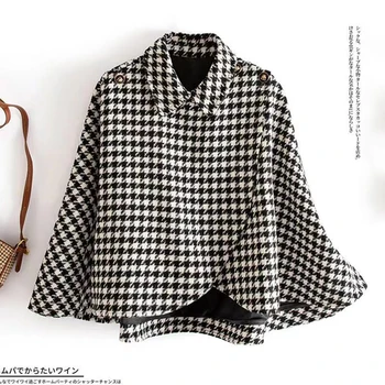 Куртка Thousand bird's nest, женская осенне-зимняя новинка, корейская мода, шикарная и элегантная твидовая свободная повседневная блузка-накидка