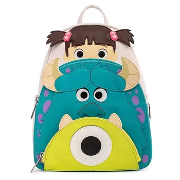 Мини-рюкзак для косплея Disney Pixar Майка Салливана, Милый девчачий рюкзак, дорожная сумка для переноски, Кожаные школьные сумки.
