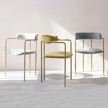 Минималистичные современные обеденные стулья из кованого железа, эргономичное акцентное кресло для столовой, Мебель sillas comedor для кухни, HY
