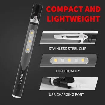 Многоразовый Мини-светильник, Прочная конструкция зажима из нержавеющей стали, ручка-индикатор и сенсорный выключатель