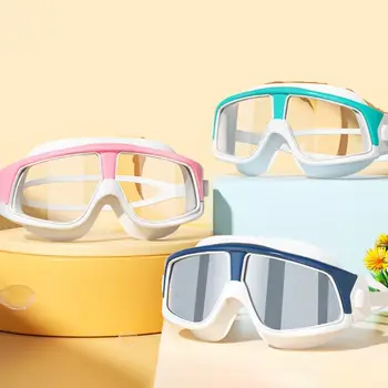 Модные очки для плавания в большой оправе HD, водонепроницаемые, противотуманные, плавательные очки, линзы с гальваническим покрытием, очки для плавания