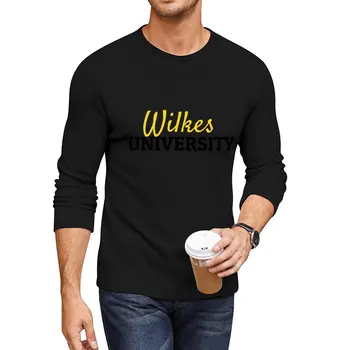 Новая длинная футболка Университета Уилкса, топы больших размеров, футболка нового выпуска, мужские футболки