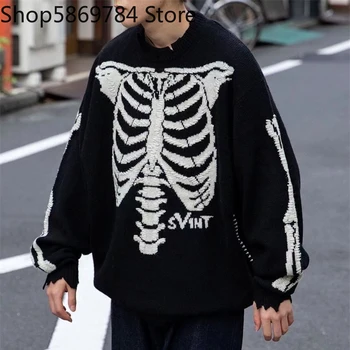 Новый винтажный свитер Skeleton Bone Saint Michael Вязаный осенне-зимний свитер