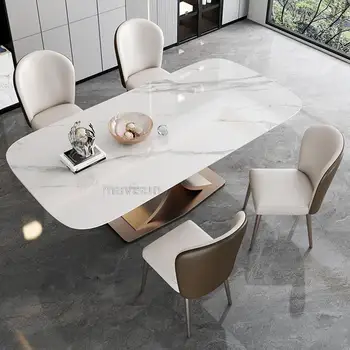 Обеденный стол Nordic Center Board 4 стула Современный минималистичный Кухонный гарнитур класса Люкс Прямоугольный письменный стол Mesa De Comedor Садовая мебель