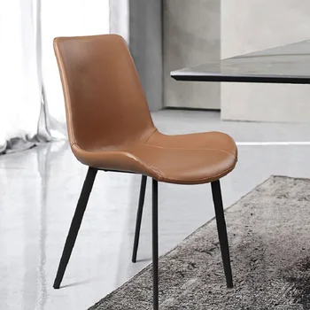 Обеденный стол для учебы Дома, Легкий Роскошный Простой современный скандинавский минималистичный стул со спинкой, Железный Художественный обеденный стул