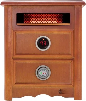 Обогреватель DR999, 1500 Вт, усовершенствованная двойная система отопления с дизайном тумбочки, мебельный шкаф, дистанционное управление, вишневый