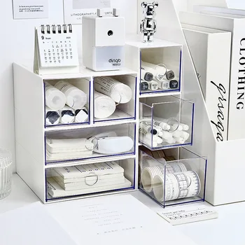 Органайзер Kawaii Ins Ящик для рабочего стола Бесплатная Комбинированная Коробка для хранения Пластиковая шпилька для макияжа Стойка-органайзер для косметики