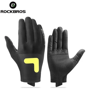 Официальные Перчатки Rockbros с длинным пальцем, велосипедные Перчатки с сенсорным экраном, Светоотражающие Аксессуары для мотоциклетных перчаток с длинным пальцем MTB