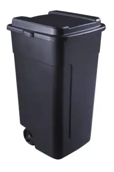 Пластиковый мусорный бак для гаража Rubbermaid на колесиках объемом 50 галлонов, черный