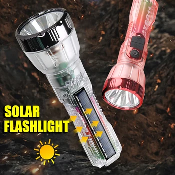 Портативный Солнечный фонарик Type-C и солнечная зарядка Супер Яркий факел для кемпинга на открытом воздухе, Водонепроницаемый Аварийный Аккумуляторный фонарь