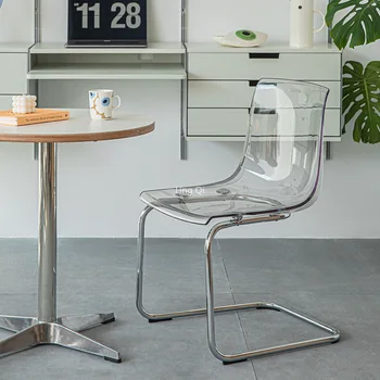 Прозрачные дизайнерские обеденные стулья, пластиковые пляжные минималистичные стулья для гостиной, Прозрачные предметы интерьера для отдыха