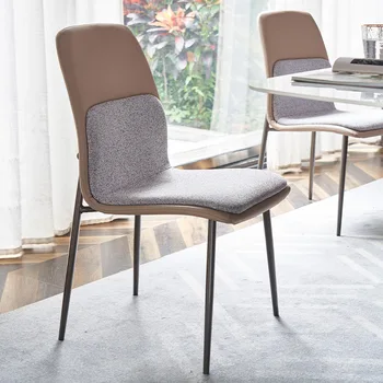 Роскошный Кожаный Итальянский обеденный стул на металлических ножках, Современный Офисный стул для гостиной, дизайнерский туалетный столик Sillas Comedor Furniture