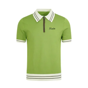 Рубашка-поло для гольфа, мужская летняя футболка для гольфа с коротким рукавом, спортивный облегающий топ, дышащая трикотажная рубашка-поло, мужская рубашка для гольфа
