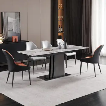 Садовый Итальянский Минималистичный обеденный стол на каменной плите Современные Простые Роскошные Домашние столы и стулья Комбинированная мебель