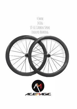 Сверхлегкая карбоновая колесная пара с дорожным диском весом 1400 г, глубина 45, 21 карбоновая спица для гоночного велосипеда, без печати