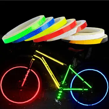 Светоотражающие наклейки для горных велосипедов размером 1 см x 8 м, Светоотражающие полосы, флуоресцентные полосы, Светящиеся Отражатели, Наклейки для украшения велосипедов