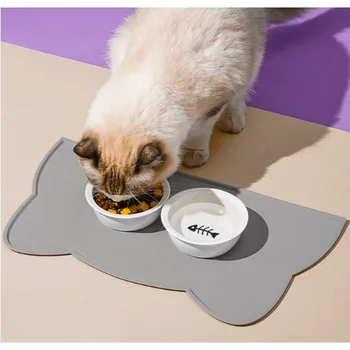Силиконовый коврик для миски для собак и кошек с высокими выступами, Антипригарный Водонепроницаемый коврик для кормления щенков, лоток для кормления на водной подушке, салфетка