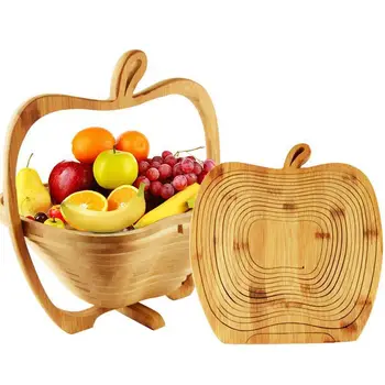 Складная корзина для фруктов Креативный бамбуковый стеллаж для хранения Практичная Домашняя корзина для хранения овощей Принадлежности для кемпинга на открытом воздухе