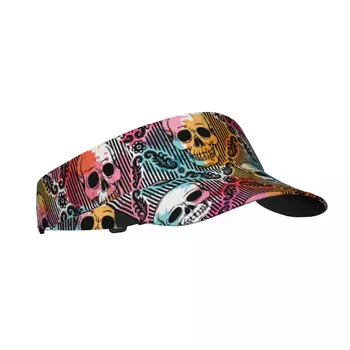 Спортивная солнцезащитная кепка с регулируемым козырьком, защищающая от ультрафиолета, Верхняя Пустая Солнцезащитная кепка для тенниса, гольфа, бега, Красочный череп