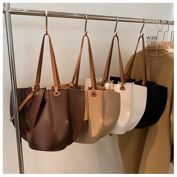 Сумка-мешок большой емкости, модная женская сумка-тоут из мягкой искусственной кожи в стиле ретро, сумки-тоут в западном стиле