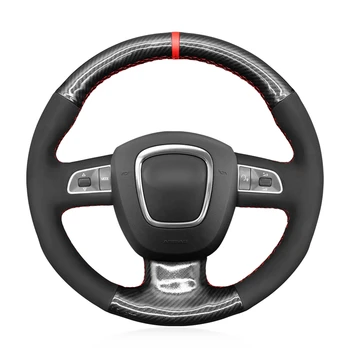 Черный Чехол Рулевого Колеса Автомобиля из искусственной Замши из Углеродного Волокна для Audi A4 S4 2005-2012 A6 S6 A8 2006-2011 S8 2007 Seat Exeo 2009-2012