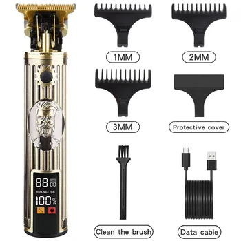 Электрическая ЖК-машинка для стрижки волос, триммер All In One Gold Light Head, перезаряжаемая машинка для стрижки волос, Масляная головка, бритва для стрижки волос
