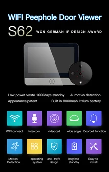 2023 Новое поступление, домашний аудиодомофон, WIFI Дверной звонок, 4,3-дюймовый экран, широкоугольный просмотр