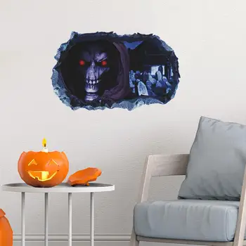 3D Страшная наклейка на стену на Хэллоуин, Самоклеящаяся Водонепроницаемая Съемная Наклейка на стену с изображением надгробия с жутким призраком