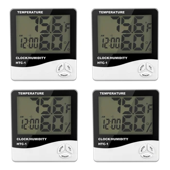 4X Цифровой ЖК-комнатный Электронный Измеритель температуры и влажности, Термометр-гигрометр, Метеостанция, Будильник