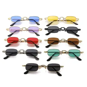 Летние Классические Солнцезащитные очки небольшого прямоугольника в металлической оправе в стиле панк, Винтажные Солнцезащитные очки для путешествий, защита от UV400