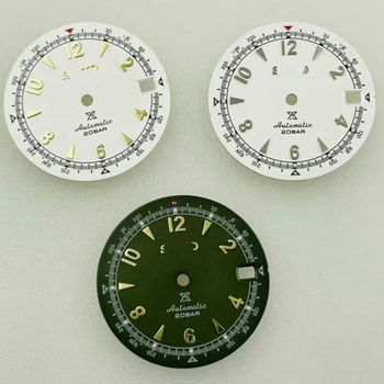 Механические часы NH35 / NH36 pilot в стиле ретро, модифицированный зеленый светящийся циферблат, аксессуары для часов диаметром 28,5 мм с логотипом