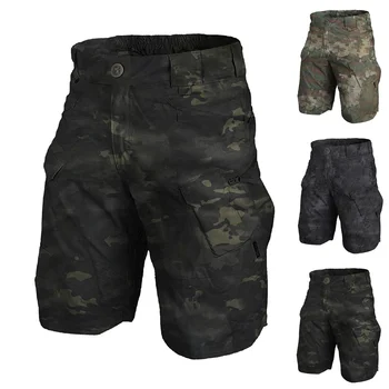 Модные мужские повседневные камуфляжные брюки в стиле милитари с принтом Caro Sorts, свободные брюки с несколькими карманами на открытом воздухе, бермуды# 3