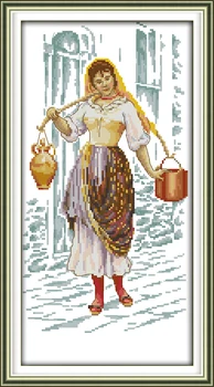 Набор для вышивания крестиком Joy Sunday с предварительной печатью Easy Pattern Aida, набор для вышивания из штампованной ткани-Working Woman Two